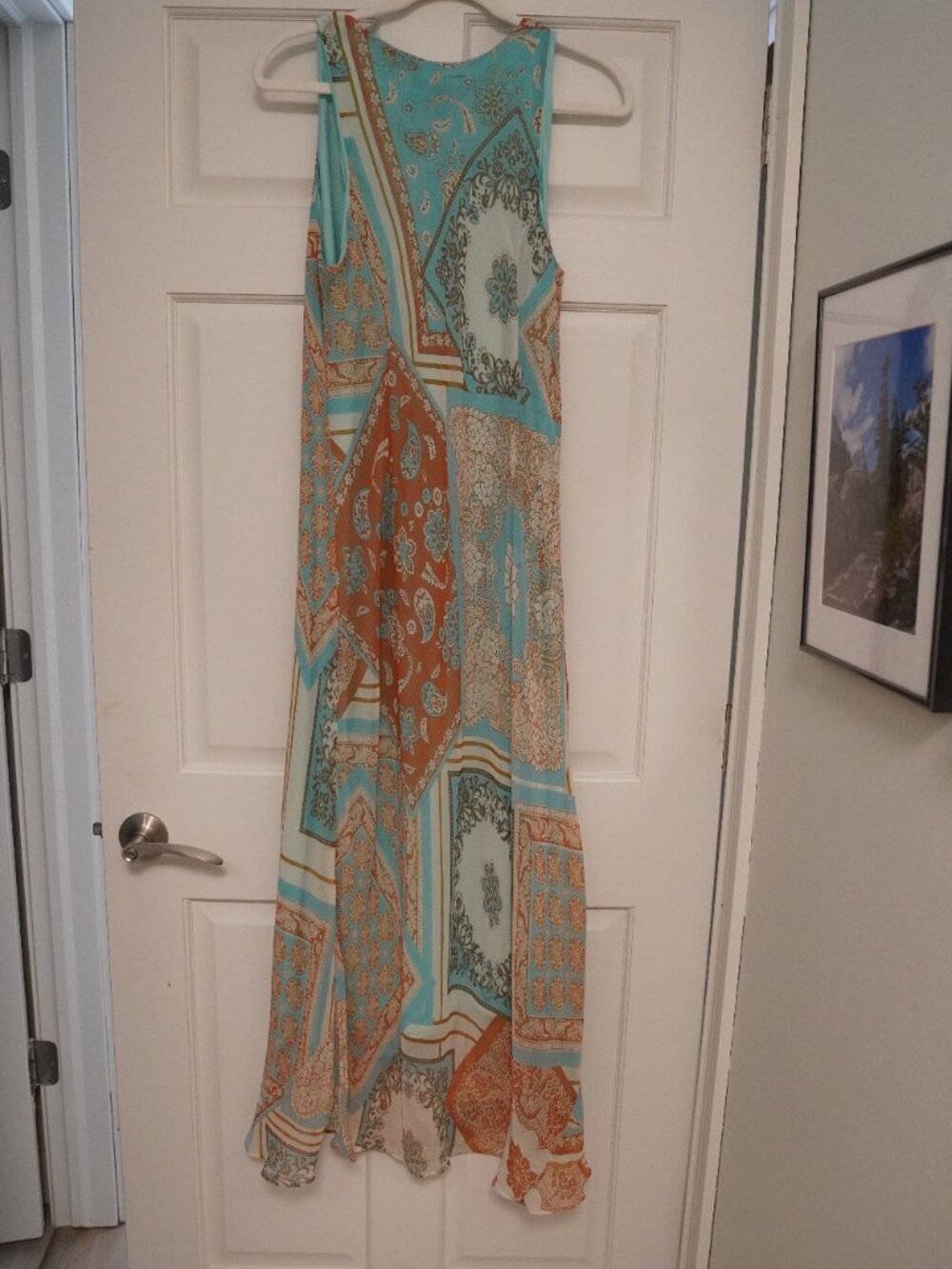 Mlle Gabrielle 14W Paisley Scarf Print Boho Coastal Maxi Dress - Picture 3 of 3